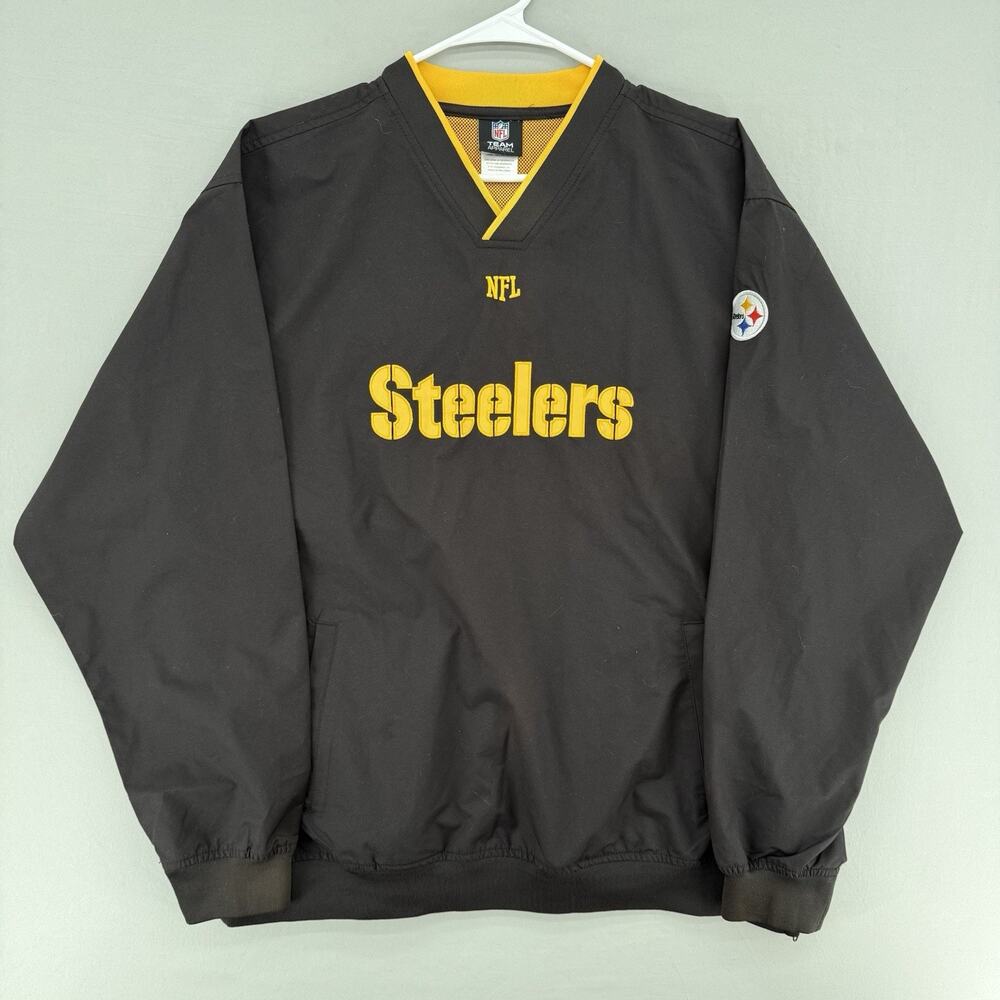 Pittsburgh Steelers NFL Men's Large Lightweight Pullover Windbreaker Jacket EUC